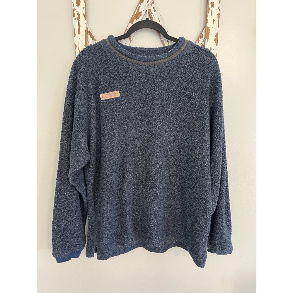 Columbia Sherpa Deep Pile Sweater Unisex L Blue Gorpcore Sweatshirt
